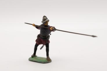 Landsknecht in defensive position Spanish helmet